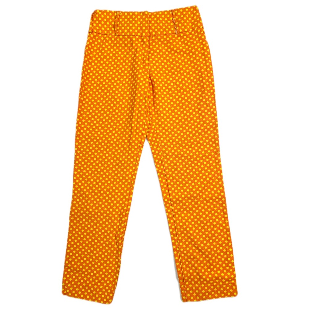 Vintage 60s Handmade Orange & Yellow Funky Clown Polkadot Cropped Trouser Pants